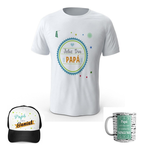 Combo Camiseta + Gorra + Mug Dia Del Padre Papá R6
