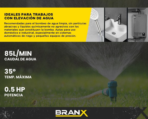 Bomba Centrifuga Branx Monofásica 50 Hz 0.5hp 10bar Color BCM130