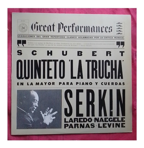 Schubert Quinteto La Trucha Rudolf Serkin Piano Vinilo