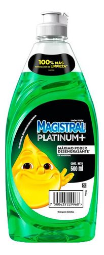 Detergente Limon Verde X 500 Ml Platinum +poder Desengrasant