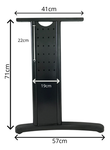 Kit 2 Pares Pé De Mesa Sobrepor Preto Com Calha P/passar Fio