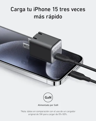 Cargador Anker Nano 30w Usb-c Gan, Piq 3.0 Plegable, Carga Rápida