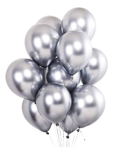 Balões Metalizados Prata Bexigas Cromadas Nº9 - 25 Und's