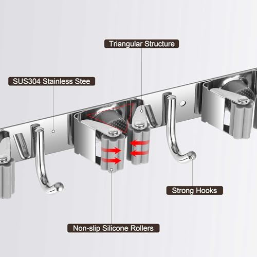Soporte Para Escobas De Pared De 2 Piezas, Soporte De Acero