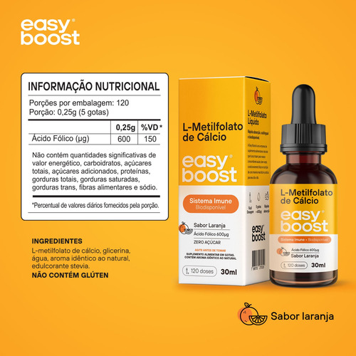 L-metilfolato De Cálcio Easy Boost Vitamina B9 Kit 2x 60ml