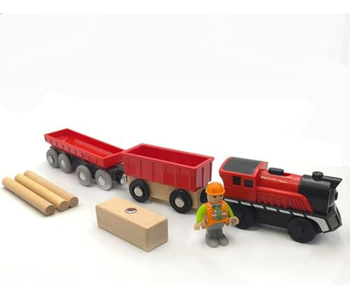 Tren De Carga A Pilas Para Tren De Madera, Juego