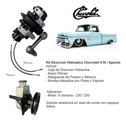 Kit Dirección Hidráulica Chevrolet C10/apache Motor: 230/250