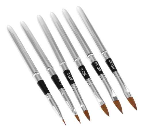 6 Piezas Nails Design Nylon Hair Pen Brushes Pintura Dibujo