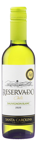 Vinho Sauvignon blanc Santa Carolina Reservado 2020 adega Viña Santa Carolina SA 375 ml em um estojo de sem estojo