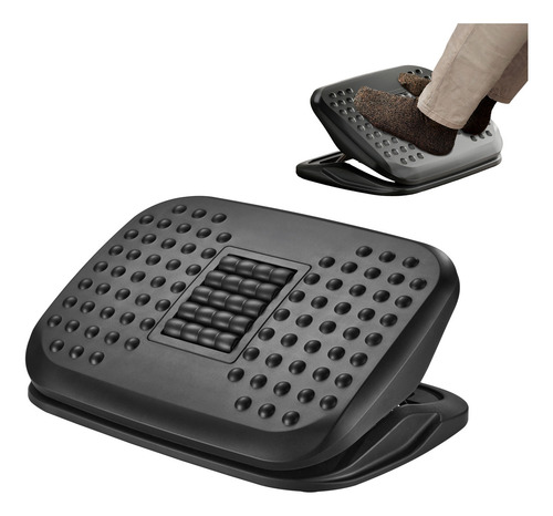 FOH Reposapiés Gaming Oficina Ergonómico Ajustable con Rodillos de Masaje Súper Cómodo Oficina JBA-003 Color Negro