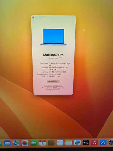 Apple Macbook Pro A1989 16 (2020) Core I9 32gb De Ram 2tb Gris (Usado)