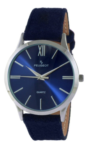 Reloj Mujer Peugeot 2058bl Cuarzo 40mm Pulso Azul En Textil