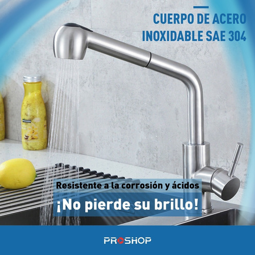 Imagen 9 de 10 de Canilla Cocina Monocomando Griferia De Acero - Nero Original