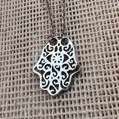 Imagen 3 de 5 de Dije De Hamsa Protectora Acero Inoxidable Con Cadena