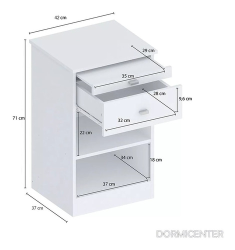 Mesa De Luz Blanca Con Desayunador Centro Estant