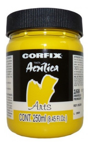 Tinta Acrílica Arts Corfix 250ml Amarelo Primário 168 Gr 1