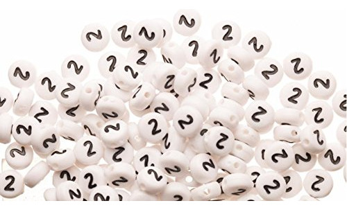 Numero 2 cuenta Plastico Ronda Acrilico Blanco Spacer Beads