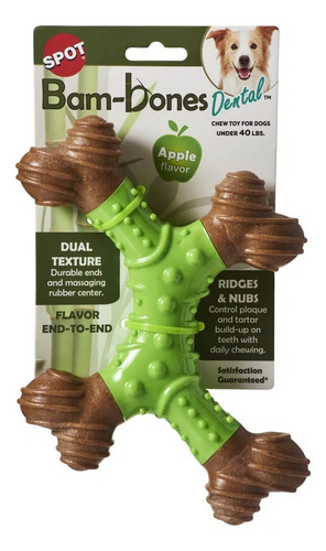 Juguete Hueso Dental Tipo X Grande Bambone Sabor Manzana Color Verde Claro