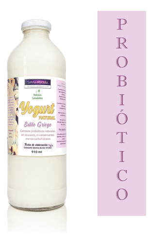 Yogurt Griego Con Probióticos Naturales 910ml Sin Azúcares 