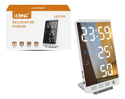 Relógio Led Digital Parede/mesa Espelhado P/ Escritorio Le