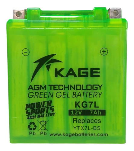 Batería Kage Ytx7l 7ah 12v Gel Ácido