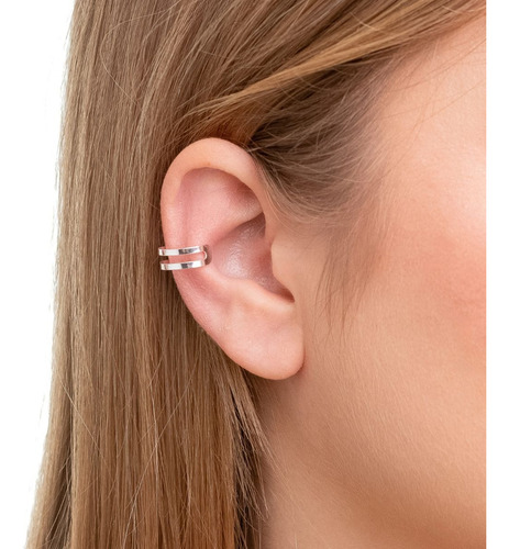 Brinco Piercing Liso Vazado Em Prata 925 Pura Cor Prateado