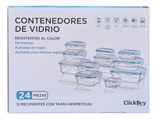 Recipientes Hermeticos Toppers Comida Contenedores Vidrio Color Turquesa Clickbuy