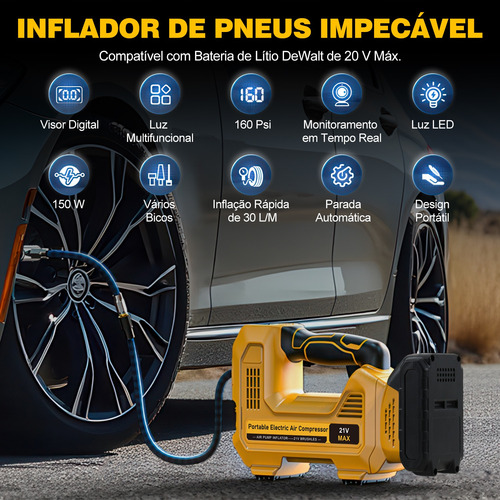 Compressor De Ar 150psi Com Tela De Led,bateria Llítio Dupla