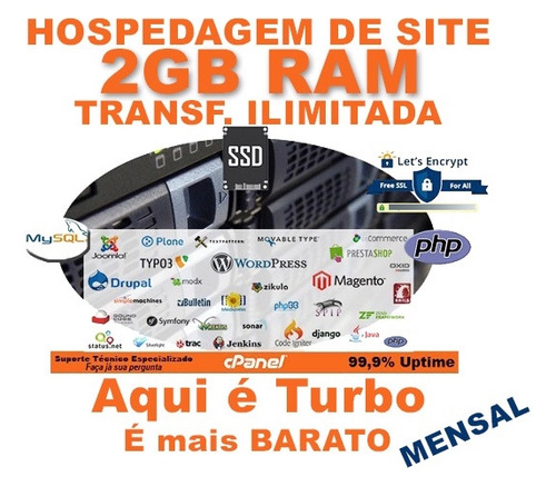 Hospedagem Site Mensal 100gb Ssd Ssl Transf Ilimitada