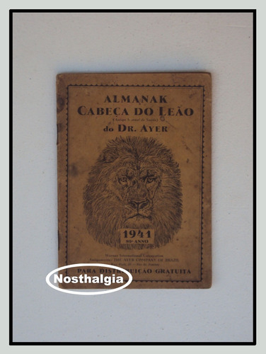 Almanaque Cabeça Do Leão -- Raro - 1941   -  Fh(69)