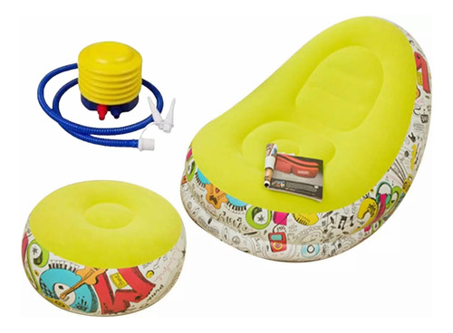 Sofá Tumbona Inflable Con Reposa Pies Y Inflador Incluido