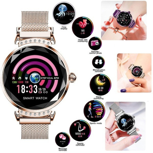 Smartwatch H2 Para Mujer- Podómetro, Tensión, Notificaciones