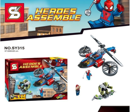 Imagen 2 de 2 de Set De Bloques Spiderman Helicoptero De Rescate Sy315