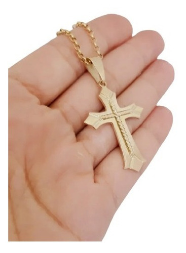 Imagem 2 de 5 de Pingente Cruz Tulipa 7 Gramas Ouro 18k
