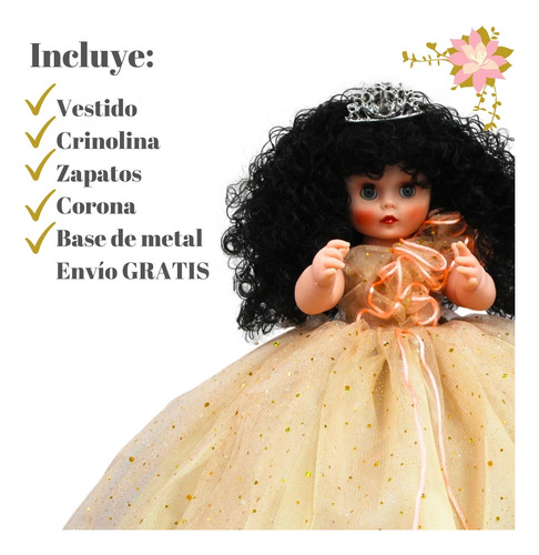 Muñeca Quinceañera Recuerdo 15 Años Nude Maquillaje 38 Cm Rz