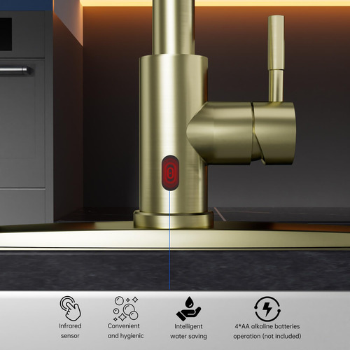 Grifo De Cocina Dayone De Oro Cepillado Sin Contacto Con Dis