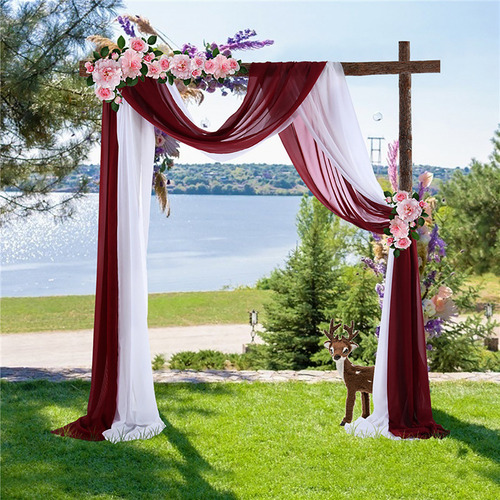 Tela Drapeada De Arco De Boda, Cortinas Transparentes