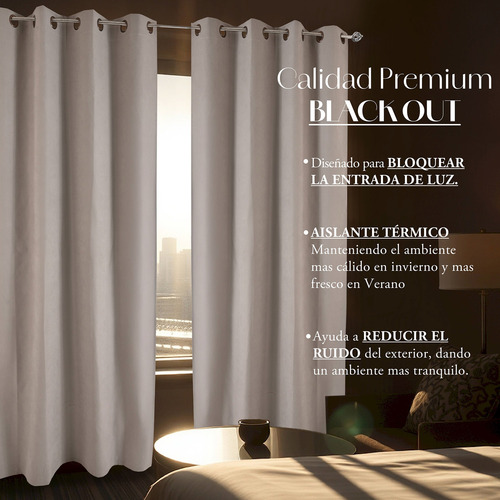 Cortinas 100% Blackout Largas 140x230cm Tres Capas Hogar Arena