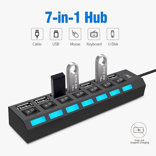 Concentrador Usb Hub 2.0 7 Puertos (tienda) Cod 2426