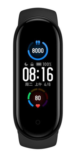 Imagen 1 de 3 de Xiaomi Mi Smart Band 5 1.1" caja de plástico pc malla black de elastómero termoplástico y aleación de aluminio XMSH10HM