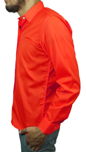 Imagen 3 de 7 de Camisa Hombre Rojo Intenso Calidad Premium