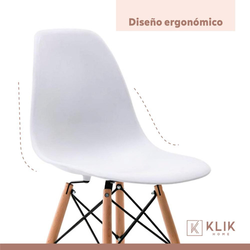 Comedor Mesa De 120x80 Rectangular Blanca + 6 Sillas Eames -