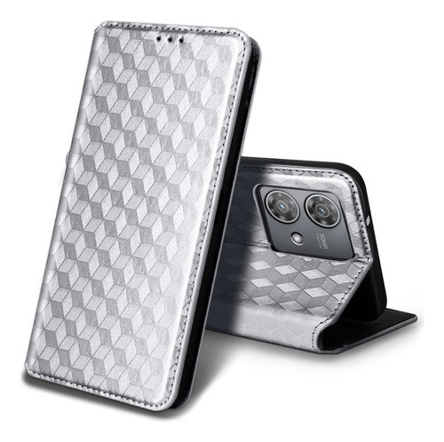 Z For Motorola Edge 40 Neo Cubic Pattern Pu Wallet Card Case