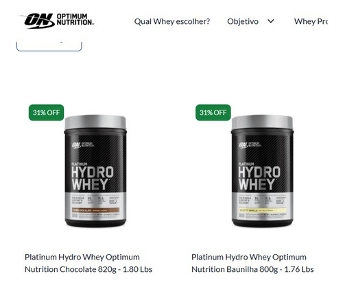 Optimum Nutrition Hydro Whey Protein 1,76 lb sabor de baunilha 800g