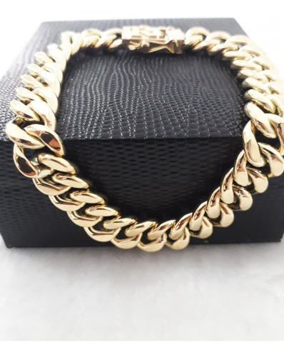 Pulseira Grumet 25 Gramas 12mm Ouro 18k Fecho Letra