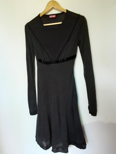 Vestido Manga Larga Superpuesto Color Gris, Mujer, Talla S