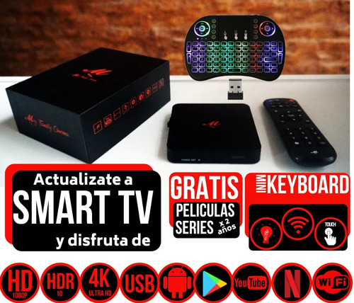 Conversor Smart Tv Android Box + Mini Teclado Padre Piknik