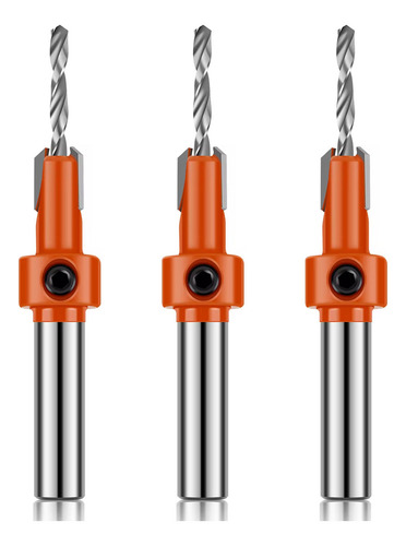 Kit 3 Broca Com Escareador 3mm X 8mm Para Rebaixo Em Madeira