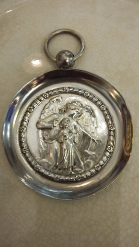 Medalha De Anjo Da Guarda Em Metal Niquelado Para Bêbe