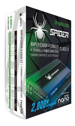 Amplificador 4 Canal (2000w) Nano , Clase D Spider